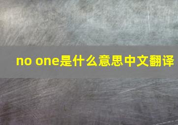 no one是什么意思中文翻译